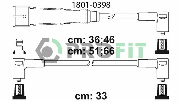 1801-0398 PROFIT Комплект проводов зажигания (фото 1)