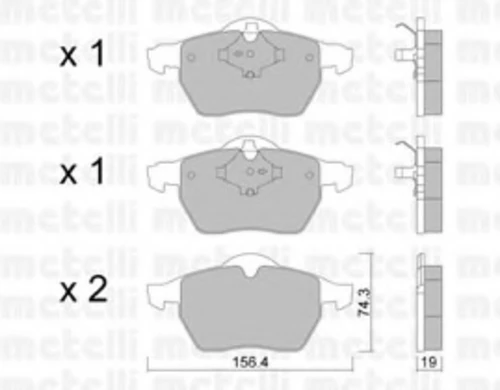 22-0314-1 METELLI Комплект тормозных колодок, дисковый тормоз (фото 2)