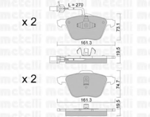 22-0551-0 METELLI Комплект тормозных колодок, дисковый тормоз (фото 2)