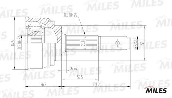 GA20282 MILES Шарнирный комплект, приводной вал (фото 4)