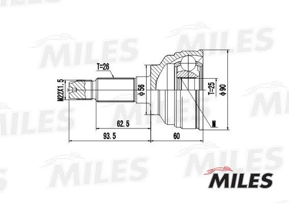 GA20206 MILES Шарнирный комплект, приводной вал (фото 4)