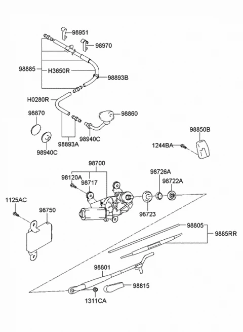 9882026000 HYUNDAI/KIA/MOBIS Щетка стеклоочистителя задняя KIA / Hyundai 98820-26000 (фото 4)