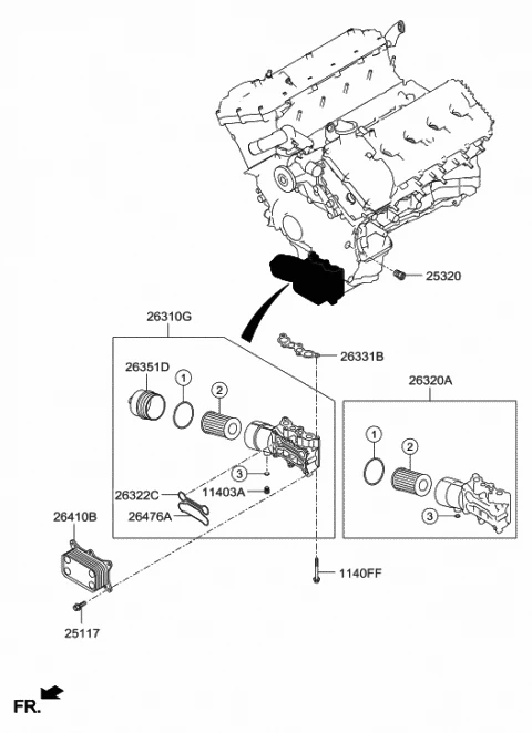 263203F100 HYUNDAI/KIA/MOBIS Фильтр масляный 263203f100 (фото 5)