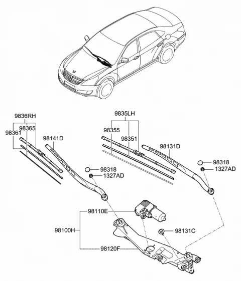 983603N000 HYUNDAI/KIA/MOBIS Щетка стеклоочистителя mobis (фото 2)