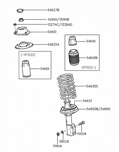 5466122000 HYUNDAI/KIA/MOBIS Амортизатор передний правый hyundai accent 1.3/1.5 94-97 (фото 1)