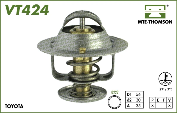 VT424 MTE-THOMSON Термостат, охлаждающая жидкость lexus, mini, toyota:auris 1.4 d-4d (2007>2012), avensis 2.0 d-4d (фото 1)