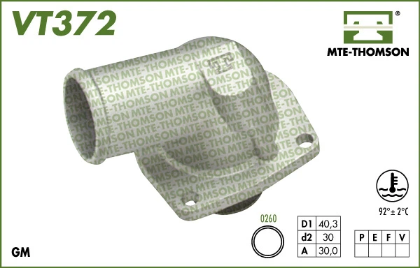 VT372 MTE-THOMSON Термостат, охлаждающая жидкость opel:astra f 1.4 i 16v (1996>1998), astra f 1.4 i 16v (1996>2001) (фото 1)