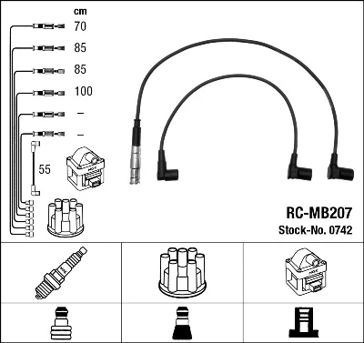 RC-MB207 NGK Высоковольтные провода (провода зажигания) rc-mb207 (фото 1)