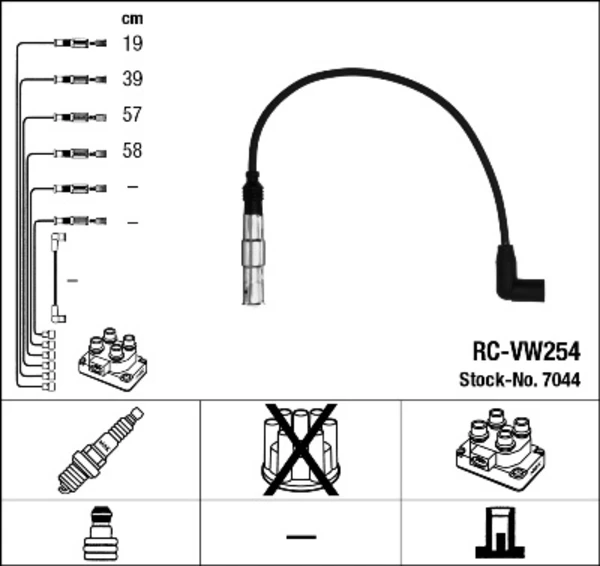 RC-VW254 NGK Высоковольтные провода (провода зажигания) rc-vw254 (фото 1)