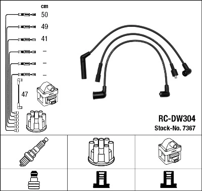 RC-DW304 NGK Высоковольтные провода (провода зажигания) rc-dw304 (фото 1)