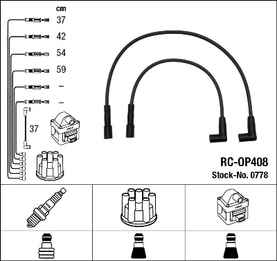 RC-OP 408 NGK К-кт проводов opel corsa 1.2/1.3 82-93 (фото 1)