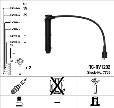 RC-RV1202 NGK Высоковольтные провода (провода зажигания) rc-rv1202 (фото 1)