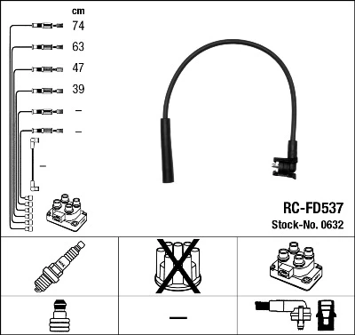 RC-FD537 NGK Высоковольтные провода (провода зажигания) rc-fd537 (фото 1)