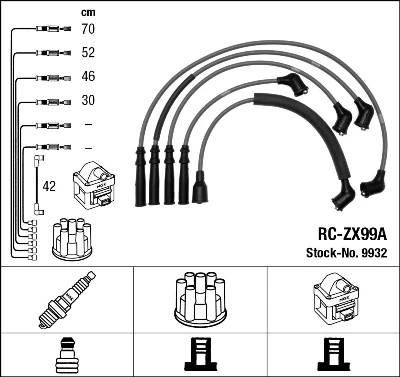RC-ZX99A NGK Rc-zx 99a к-кт проводов mazda 626 1.6 82-91/2.0 fe cat. 86-91 (фото 1)