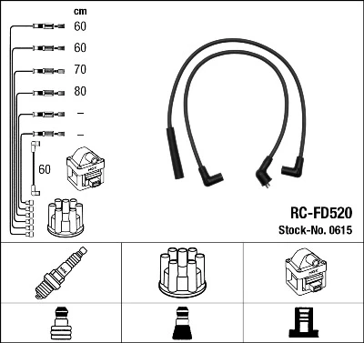 RC-FD520 NGK Rc-fd 520 к-кт проводов ford scorpio 2.0 85-92 (фото 1)