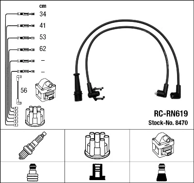RC-RN619 NGK Rc-rn 619 к-кт проводов renault 21/25/espace 2.0/2.2 84> (фото 1)