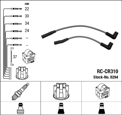 RC-CR310 NGK Rc-cr 310 к-кт проводов jeep cherokee/wrangler 2.5i 91> (фото 1)