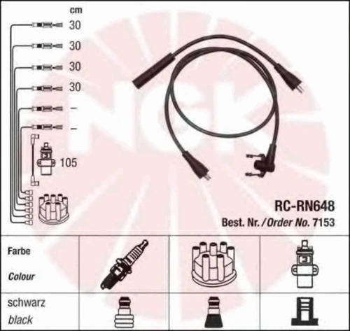 7153 NGK Комплект проводов зажигания (фото 2)