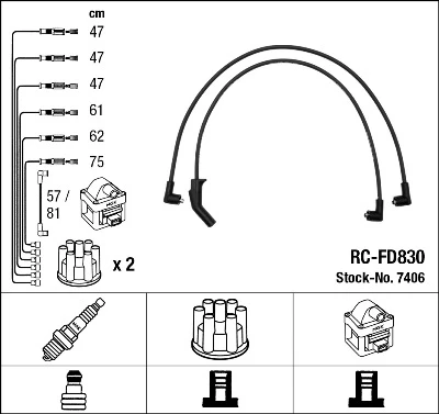 RC-FD830 NGK Rc-fd 830 к-кт проводов ford scorpio 2.4/2.9 v6 87> (фото 1)