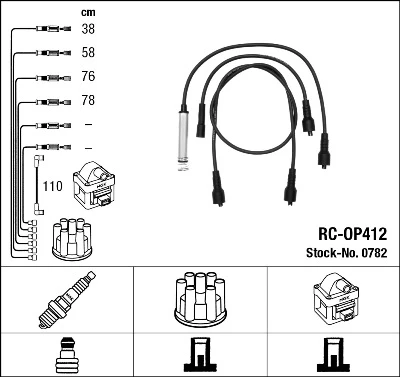 RC-OP412 NGK Rc-op 412 к-кт проводов opel frontera a/omega a 1.8/2.0 91> (фото 1)