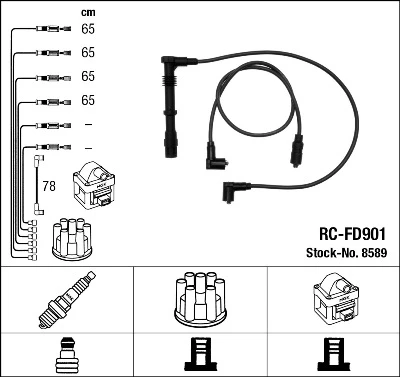 RC-FD901 NGK Rc-fd 901 к-кт проводов ford scorpio/sierra 2.0 dohc 89> (фото 1)