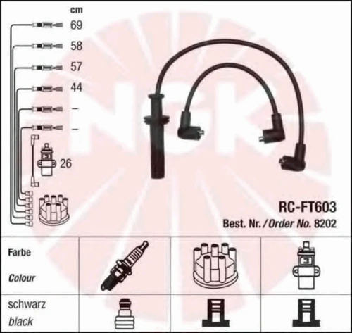 8202 NGK Комплект проводов зажигания (фото 3)