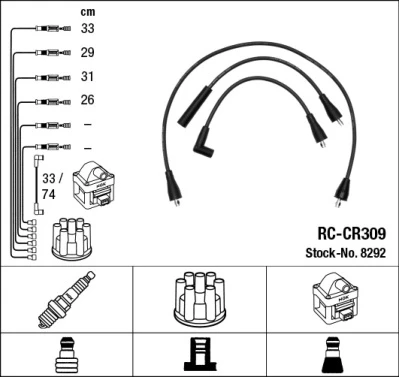 RC-CR309 NGK Rc-cr 309 к-кт проводов 6 проводов chrysler voyager 2.5i 88-95 (фото 1)