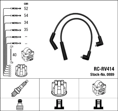 RC-RV 414 NGK К-кт проводов rover 100/200 1.2-1.4i 90> (фото 1)
