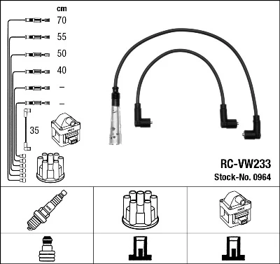 RC-VW233 NGK Rc-vw 233 к-кт проводов vw polo 1.0, skoda felicia/octavia 1.6 95> (фото 1)