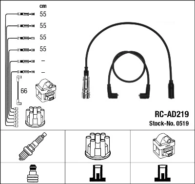 RC-AD219 NGK Rc-ad 219 к-кт проводов audi 100 2.0 aae 91-94 (фото 1)