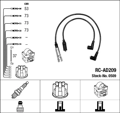 RC-AD209 NGK Rc-ad 209 к-кт проводов audi 100 1.8 rs/dr 82-90 (фото 1)