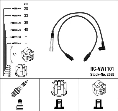 RC-VW 1101 NGK К-кт проводов audi 100 1.8 rs/vw golf ii 1.8 82-90 (фото 1)