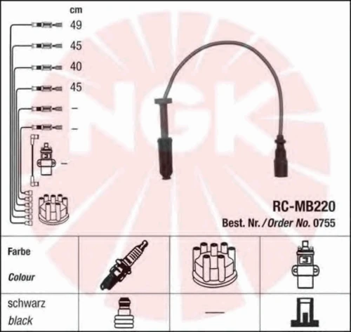 0755 NGK Комплект проводов зажигания (фото 3)
