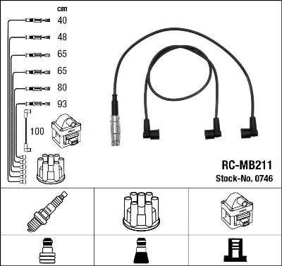 RC-MB211 NGK Rc-mb 211 к-кт проводов mb w124/w201/w126 2.6/3.0 m103 85-92 (фото 1)