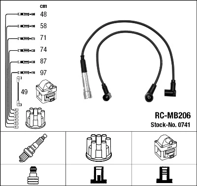 RC-MB206 NGK Rc-mb 206 к-кт проводов mb w126 2.8 v6 m110.988 77-85 (фото 1)