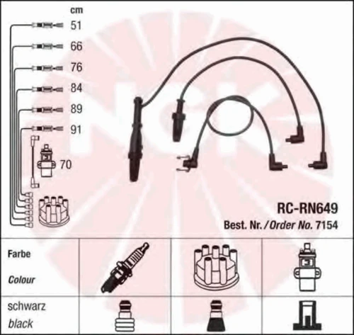 7154 NGK Комплект проводов зажигания (фото 3)