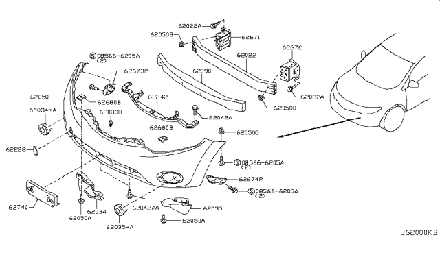 622231AA2A NISSAN Кронштейн бампера переднего левый nissan (фото 4)