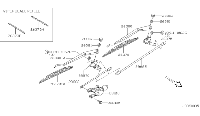 288902Y91C NISSAN Щетка стеклоочистителя каркасная infiniti (фото 3)