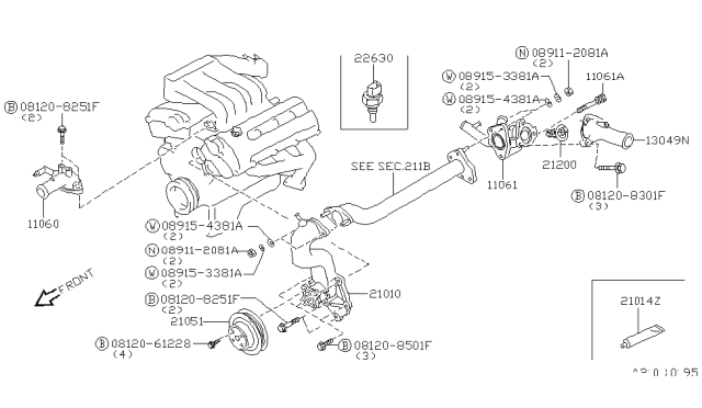 2120085E00 NISSAN Термостат niss (фото 2)