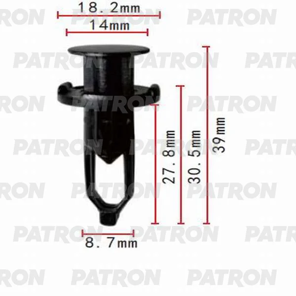 P37-0006 PATRON Клипса пластмассовая Lexus, Toyota применяемость: бампер, решётки радиатора (фото 1)