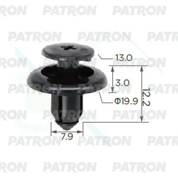 P37-0037A PATRON Клипса пластмассовая Mazda применяемость: бампер, защита, отделка капота (фото 1)