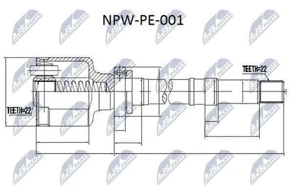 NPW-PE-001 NTY Шарнирный комплект, приводной вал (фото 3)