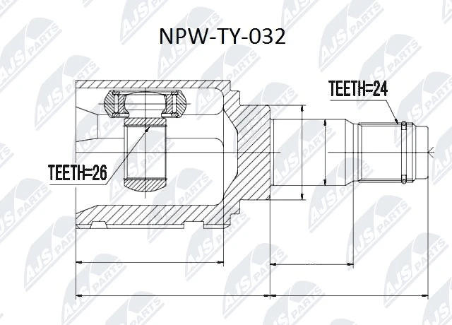 NPW-TY-032 NTY Шарнирный комплект, приводной вал (фото 4)