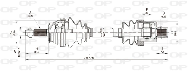 DRS6164.00 OPEN PARTS Приводной вал (фото 3)