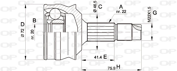 CVJ5064.10 OPEN PARTS Шарнирный комплект, приводной вал (фото 3)