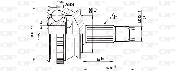CVJ5155.10 OPEN PARTS Шарнирный комплект, приводной вал (фото 3)