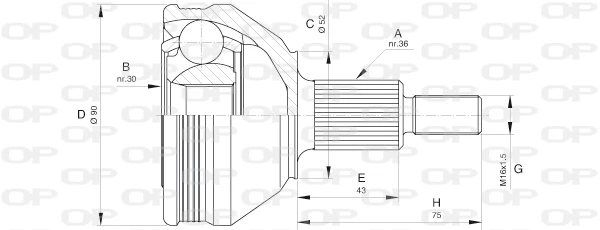 CVJ5609.10 OPEN PARTS Шарнирный комплект, приводной вал (фото 3)