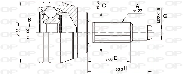 CVJ5241.10 OPEN PARTS Шарнирный комплект, приводной вал (фото 3)