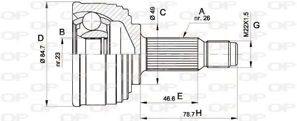 CVJ5254.10 OPEN PARTS Шарнирный комплект, приводной вал (фото 3)