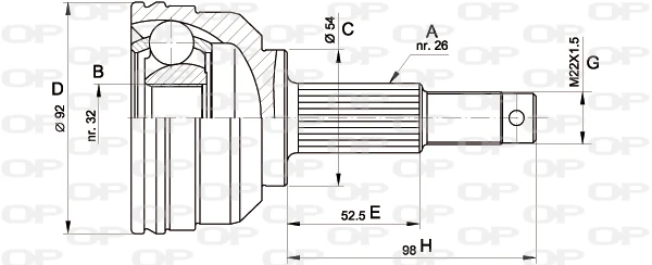 CVJ5345.10 OPEN PARTS Шарнирный комплект, приводной вал (фото 3)